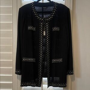 Misook Black Studded Cardigan